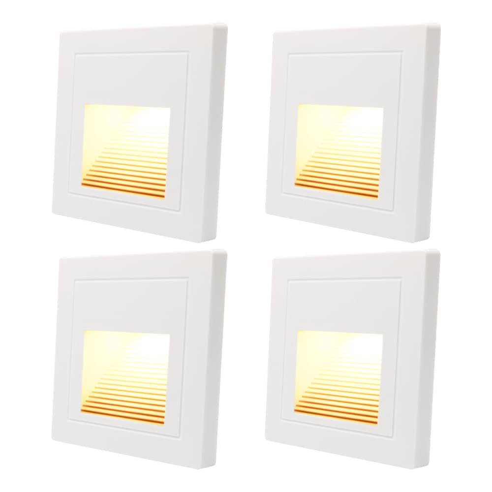 Arotelicht LED Indoor Step Light 4-Pack, Warm White 3000K, Recessed Wall Light, Aluminum, Model RWPW12-4, Not Waterproof