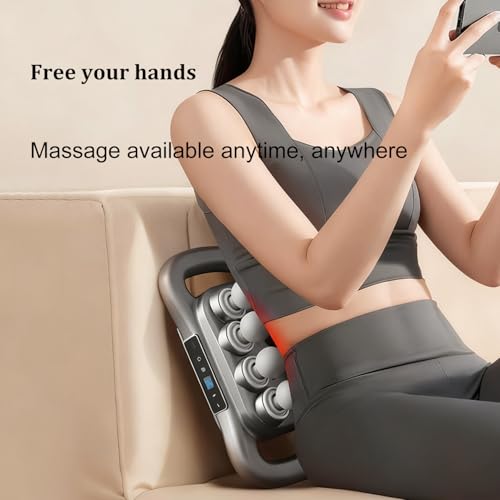 Back Massager for Relief Deep Tissue with Heat, 8 Heads Hands-Free Electric Back Massager, with 9 Modes & 9 Levels Deep Ti...