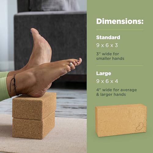 Bean Products Yoga Blocks, Standard & Large Sizes - Studio Grade, Non-Slip, Made from Eco Friendly Materials - 100% Natura...