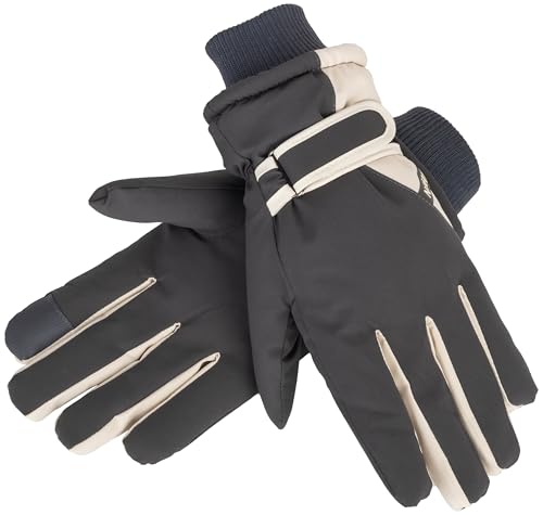 Winter Ski-Gloves for Men-Women Non-Slip-Plus-Velvet-Thickened Mitt Waterproof Cold-Weather Touchscreen-Cycling-Gloves S/M