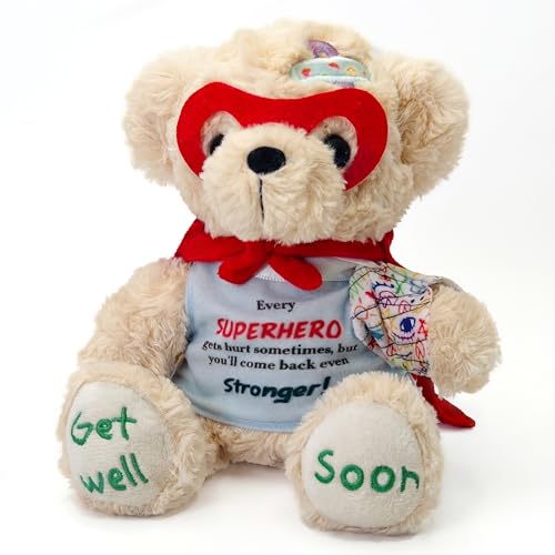 SHSEEN Broken Arm Gifts for Kids, Superhero Get Well Soon Bear with Switchable Cast (Fits Left or Right Arm), 8 Inch Stuff...