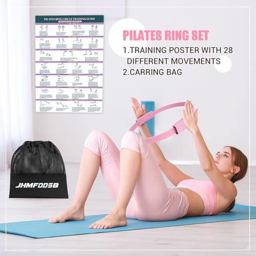 JHMFDDSB Pilates Ring Set, Pilates Essentials Kit with Pilates Ring and Ball, 3 Resistance Bands, Portable Bag & Training ...