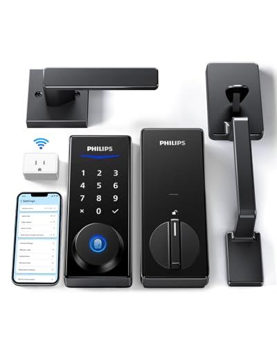 Philips Wi-Fi Smart Lock with Handle, Keyless Entry Keypad Door Lock with Handle, Front Door Deadbolt Set with WiFi Gatewa...