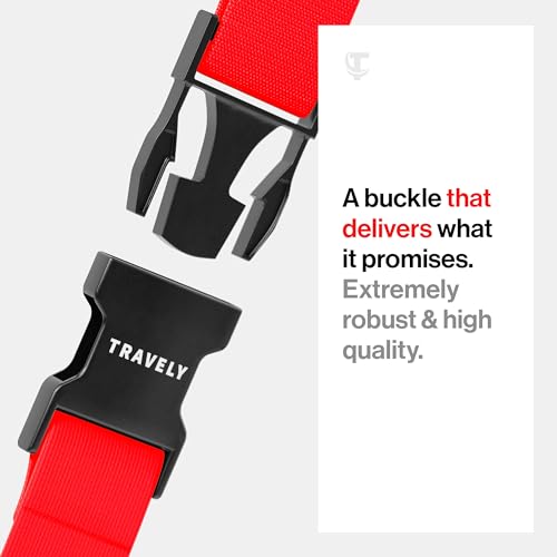 TRAVELY Luggage Straps - Particularly conspicuous & Secure - Incl. 2 Name Tags - Luggage Strap Ideal crosswise - [Set of 2]