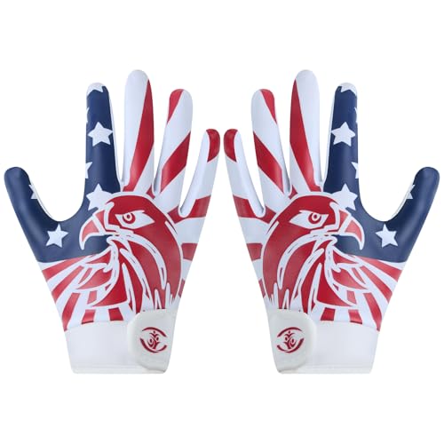 WATSAVPUP Youth Football Gloves, Children's Silicone Grips, Sports Receiver Gloves with Super Strong Capabilities, Enhanci...