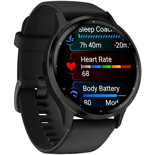 Garmin Venu 3 Health and Fitness GPS Smartwatch Slate Bezel/Black Band (45mm) - (Renewed)