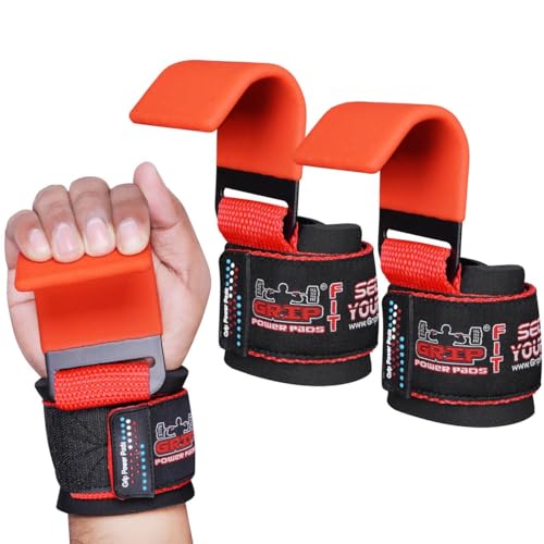 Weight Lifting Rod Hooks Heavy Duty Wrist Wraps Power Weight Lifting Training Gym Grips Straps Set of 2