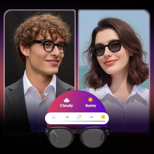 padom AI Smart Glasses with Camera 4K, 1080p HD Video Recording Glasses, 8MP Bluetooth Sunglasses for Men & Women, Al-Powe...