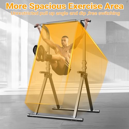 YYJO Foldable Pull Up Bar Free Standing Multi-function Power Tower Dip Bar Home Gym Strength Training Equipment 300 LBS We...