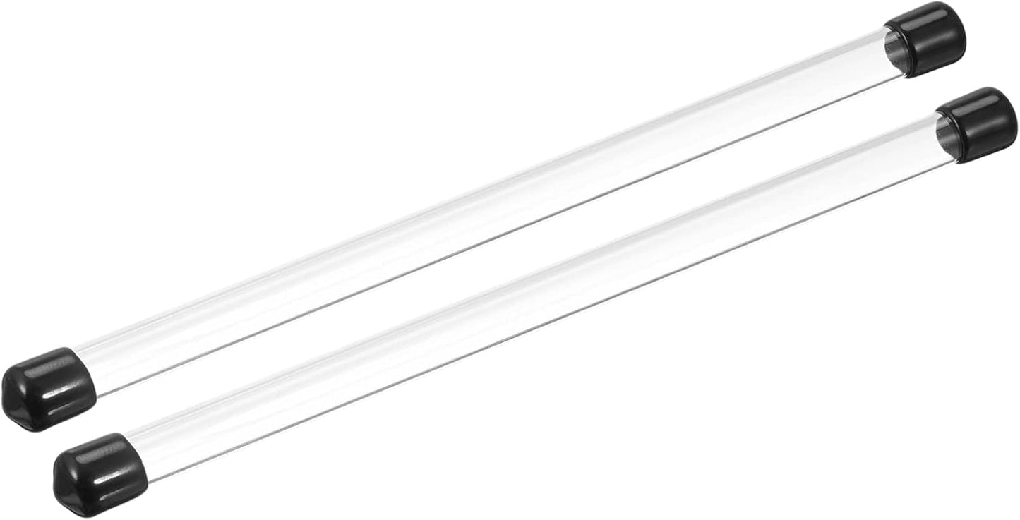 PATIKIL Clear Rigid Tube Round Plastic Tubing with Black Rubber Caps Polycarbonate Water Pipe, 305mm/ 12 Inch Length, 6mmx8mm/0.23"x0.31", 2 Set