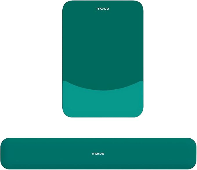 MOSISO Wrist Rest Support for Mouse Pad&Keyboard Set, Rectangular Ergonomic Mousepad Non-Slip Base Home/Office Pain Relief&Easy Typing Pad with Neoprene Cloth&Raised Silicone Lining, Teal Green