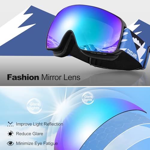 Odoland Kids Ski Goggles, Snowboard Goggles for Youth Skiing Age 8-16, Snow Goggles S2 Double Lens Anti-Fog UV400 Protection