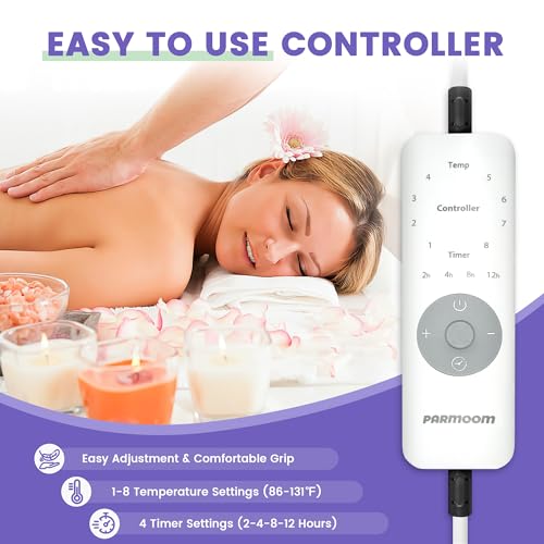 Massage Table Warmer Heating Pad Professional Massage Bed Warmer with 4 Timer, 8 Heat Settings, Overheat Protection for Ma...
