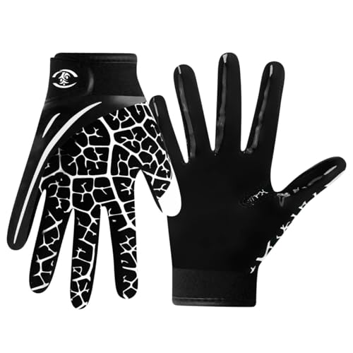 WATSAVPUP Youth Football Gloves Kids Silicone Grip Sports Receiver Gloves with Super Stick Ability for Enhanced Game Exper...