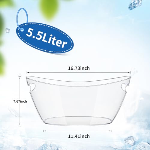 Barafat Ice Buckets for Parties (5.5L) 2pcs Ice Buckets, Clear Acrylic Champagne Bucket, Drinks Beverage Tub for Cocktail ...