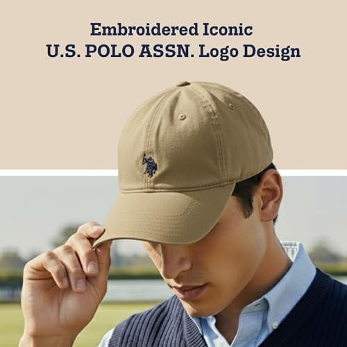 U.S. Polo Assn. Baseball Cap, 100% Cotton Adjustable Dad Hat with Small Pony Logo