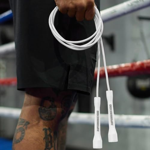 JDU Athletics Speed Series I Made For Boxing 20% Heavier Than Standard PVC Tangle-Free Boxer's Jump Rope, Size Adjustable,...