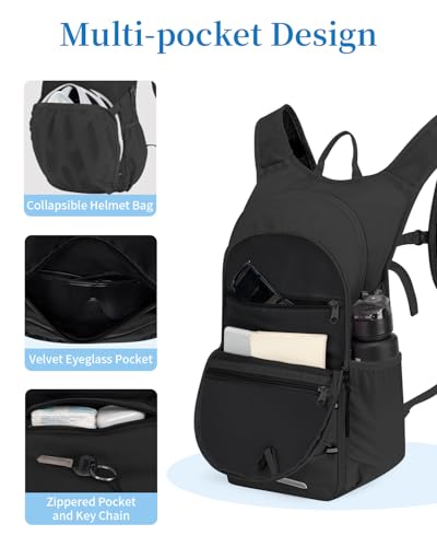 Hydration Backpack with 2L Water Bladder, Hiking Water Backpack for Men Women with Phone Pocket and Helmet Holder