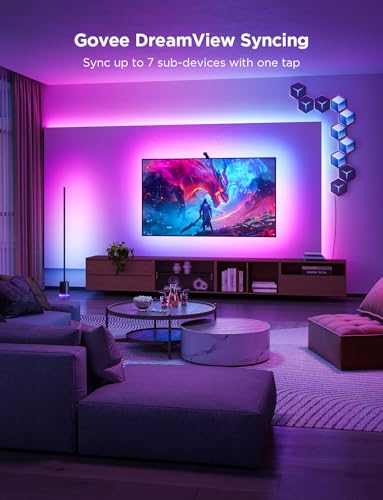 Govee TV Backlight 3 Lite with Fish-Eye Correction Function Sync to 55-65 Inch TVs, 11.8ft RGBICW Wi-Fi LED Strip Lights w...