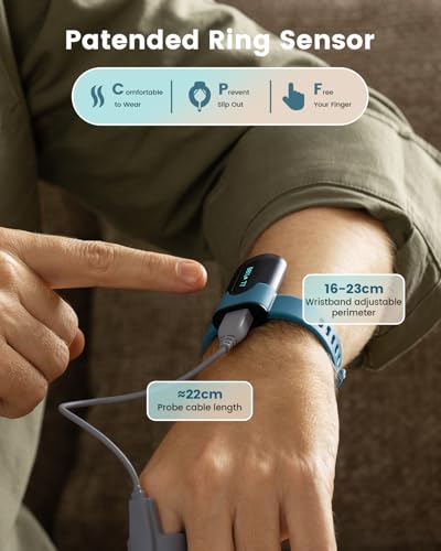 Vibeat Wrist Blood Oxygen Monitor OxyU - Continuous O2 & Heart Rate Tracking with Finger Sensor, Bluetooth Pulse Oximeter ...