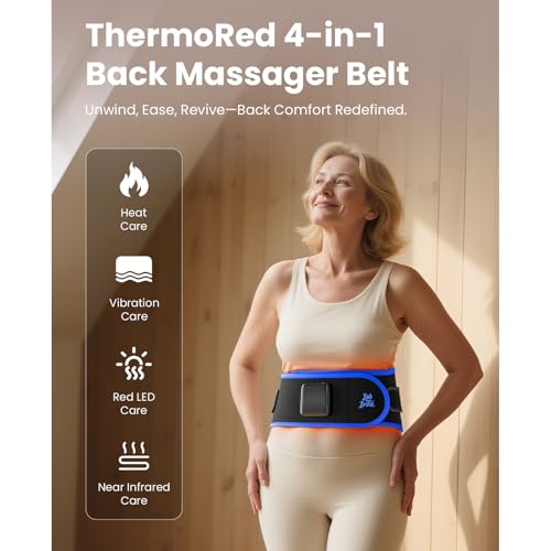 BOB AND BRAD ThermoRed Heating Pad Belt Massager for Lower Back Support, FSA Cordless Wearable Near Infrared Heat & Red Li...