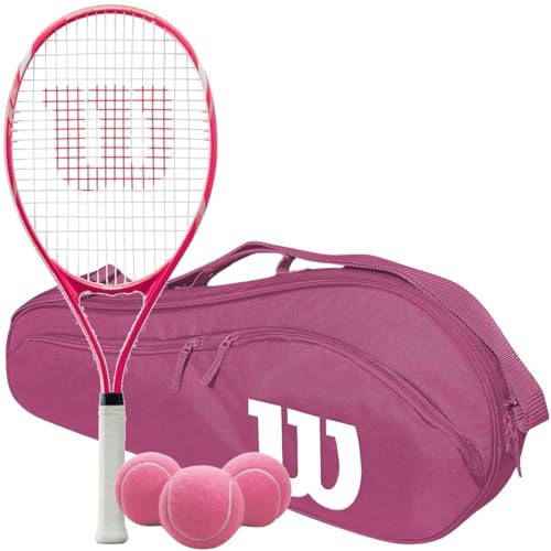 Wilson Tempest Pro Lite Tennis Racquet Bundled with an Advantage 2.5 Racquet Holder Bag and 3 Pink Balls