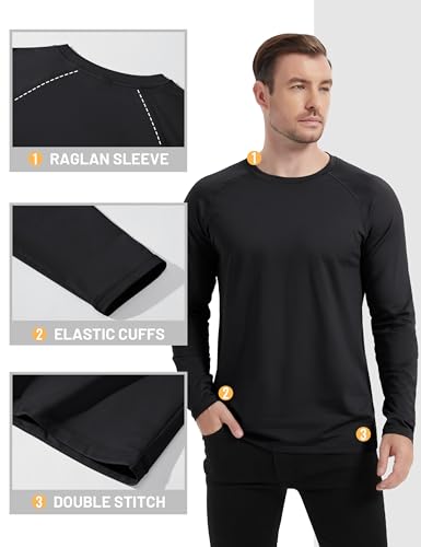 TACVASEN Men's Thermal Shirt Long Sleeve Fleece Lined Base Layer Lightweight Athletic Undershirt Winter Tops Workout