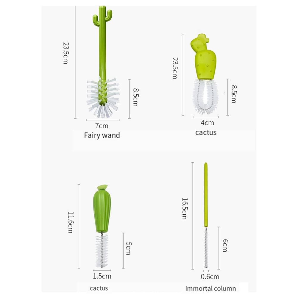 Geynutaly Cactus Bottle Brush, Straw Brush, Multifunctional Cleaning Brush Set, Full-Angle Cleaning