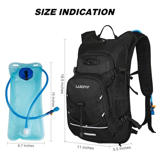 LARIPOP Hydration Backpack, 18L Hiking Backpack with 2L Water Bladder, Lightweight Water Pack for Cycling, Hiking, Biking