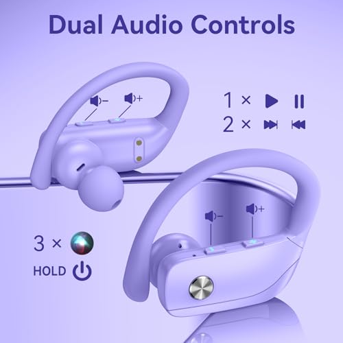 bmani Ear Buds Wireless Earbuds Bluetooth Headphones with 80H Playtime LED Display Case, Over-Ear Hook with Mic, Stereo So...