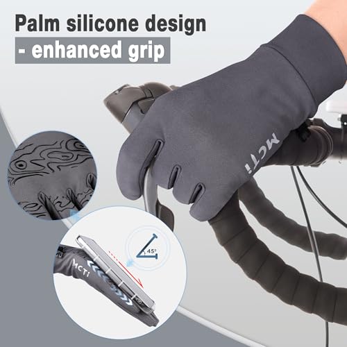MCTi Lightweight Glove Liners for Men Women, Touch Screen Gloves with Conductive Microfiber, Palm Silicone, for Running Dr...