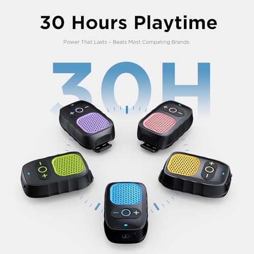 ShellHome Wearable Bluetooth Speaker, 30H Working Time Clip-On Wireless Jobsite Pro Water-Resistant Portable Speaker — Bui...