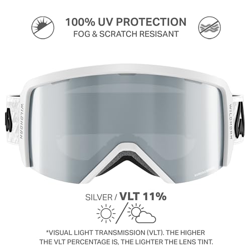 Wildhorn Cristo Ski Goggles Men Women 100% UV Anti-Fog OTG Snowboard Goggles- US Ski Team Official Supplier- Snow Goggles
