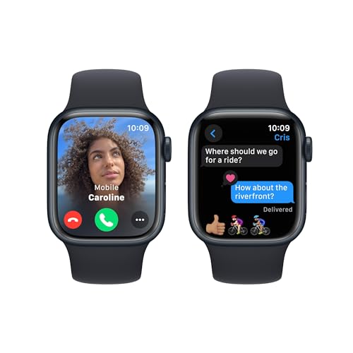 Apple Watch Series 9 [GPS 41mm] Midnight Aluminum Case with Midnight Sport Band S/M (Renewed)