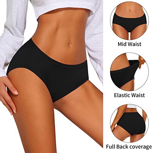 CULAYII Women's Cotton Bikini Panties, High-Cut Full Coverage Stretch Cool Underwear for Women