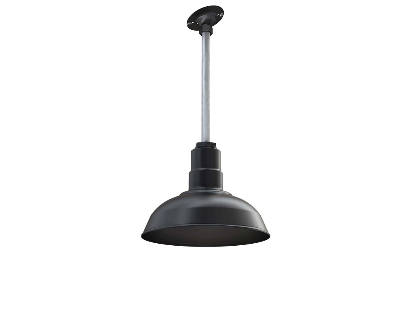 Steel Lighting Co. Ceiling Mounted Pendant - 12in Dome, Matte Black, Heavy Duty Farmhouse Light, Made in America