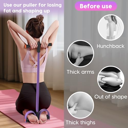 Resistance Bands with Handles, 6-Tubes Elastic Foot Pedal Resistance Bands, Natural Rubber Ankle Puller Sit-up Exercise, M...