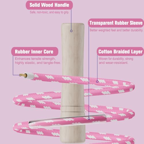 Homello Jump Rope for Kids - Wooden Handle - Adjustable Cotton Braided Fitness Skipping Rope for Toddler Fitness Workout E...