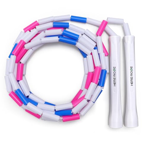 Adjustable Beaded Jump Rope For Adults, Kids, Hererope 10 ft Beaded Jump Rope With Unbreakable Handles & Shatterproof Bead...