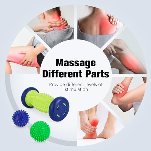Massage Ball - 3 in 1 - with Foot Roller & Spiky Balls, Plantar Fasciitis Relief and Heel Spur Relief, Foot Roller Massage...
