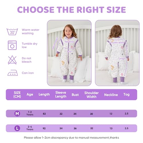 LAT Baby Sleep Bag with Feet Winter,3 Way Zip Wearable Blanket,Warm Sack for Toddler 2.5 TOG-Sleepsuit Removable Sleeves