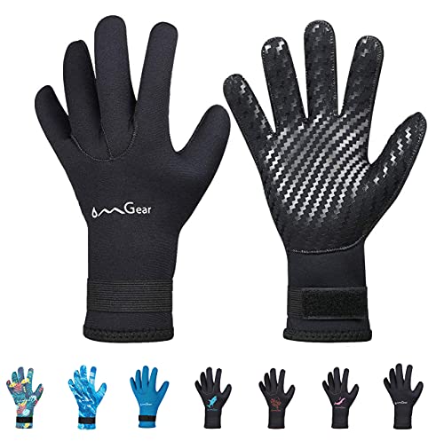 OMGear Neoprene Gloves Diving Wetsuit Gloves 3mm Flexible Thermal with Adjustable Waist Strap for Snorkeling Scuba Diving ...