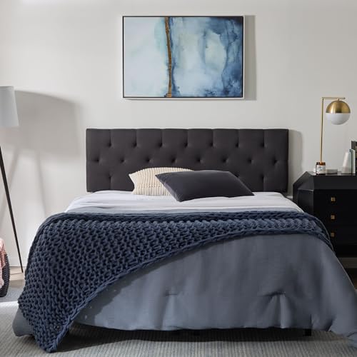 Lucid Mid-Rise Upholstered Headboard - Diamond Tufted - Padded Polyester - Adjustable Height from 34” to 46” - Easy Assemb...