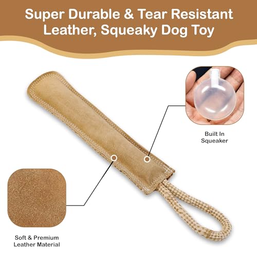 SPOT Dura-Fused Leather Retriever Dog Toy – Real Leather & Jute Fabric, Double-Stitched & Durable, Squeaky Interactive Tug...