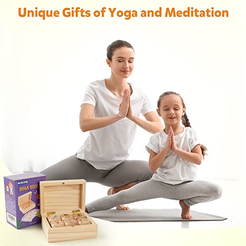 Homotte Wooden Yoga Dice Set for Kids, Fun Workout Game with 6 Exercise Dice, 12 Yoga Cards & A Box, Mindfulness Valentine...