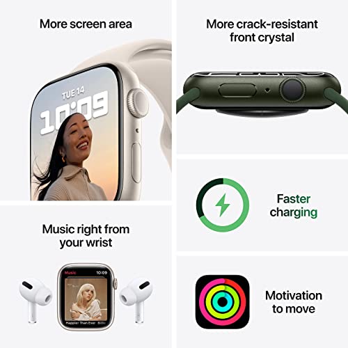 Apple Watch Series 7 (GPS, 41mm) Midnight Aluminum Case with Midnight Sport Band, Regular (Renewed)