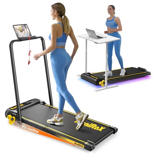 Walking Pad with Incline Portable Treadmill with Handle Bar for Home Office Under Desk Use Small Space Treadmill
