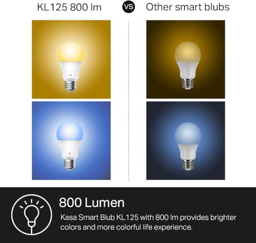 Kasa Smart Light Bulbs, Full Color Changing Dimmable Smart WiFi Bulbs Compatible with Alexa and Google Home, A19, 60 W 800...