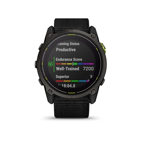 Garmin Enduro 3, Solar, Sapphire Multisport GPS Smartwatch Carbon Gray DLC Titanium with Black Ultrafit Nylon Strap, Fitne...