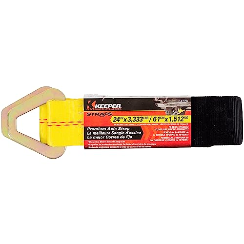 Keeper – 2” x 24” Premium Axle Tie Down Strap with D Rings - 3,333 lbs. Working Load Limit and 10,000 lbs. Break Strength,...